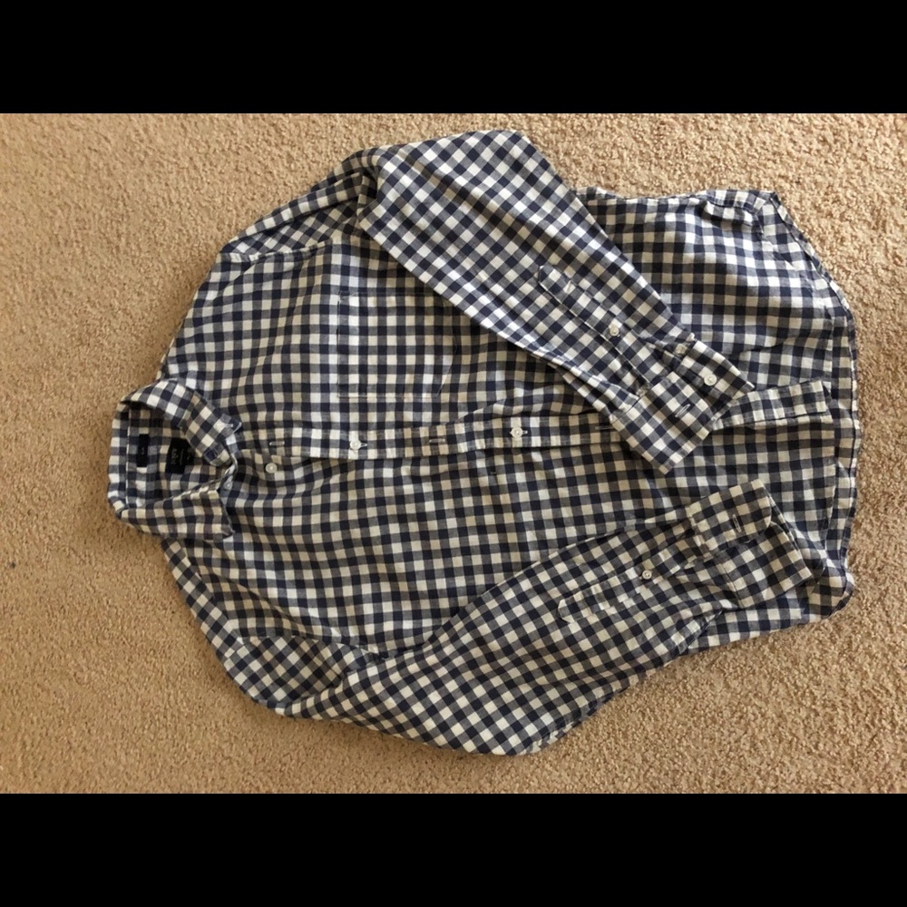 Jcrew women’s blue-white crinkle gingham blouse
